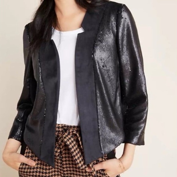 Anthropologie Jackets & Blazers - Anthropologie Women's Shonda Sequined Jacket XS Black